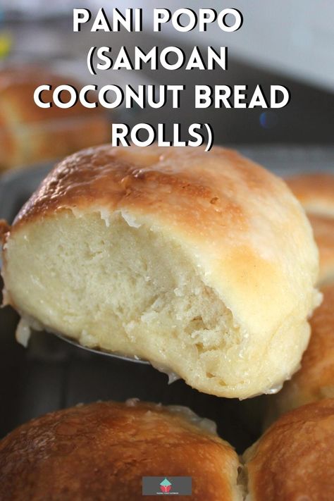 Samoan Coconut Buns, German Buns Samoan Recipe, Coconut Cream Bread, Hawaiian Sweet Bread Recipes, Cuban Bread Recipe Homemade, Pani Popo Recipe Samoan, Sweet Coconut Bread Recipe, Coconut Buns Recipe, Coconut Milk Bread