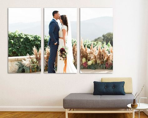 Split Photo Wall Art, Split Pictures Wall Art, Wedding Photo Canvas Display, Large Mixtiles Photo Wall, Canvas Wall Ideas Photo Displays, Wedding Photo Canvas Ideas, Split Canvas Art, Canvas Prints On Wall Family Pictures, Wedding Canvas Wall Display