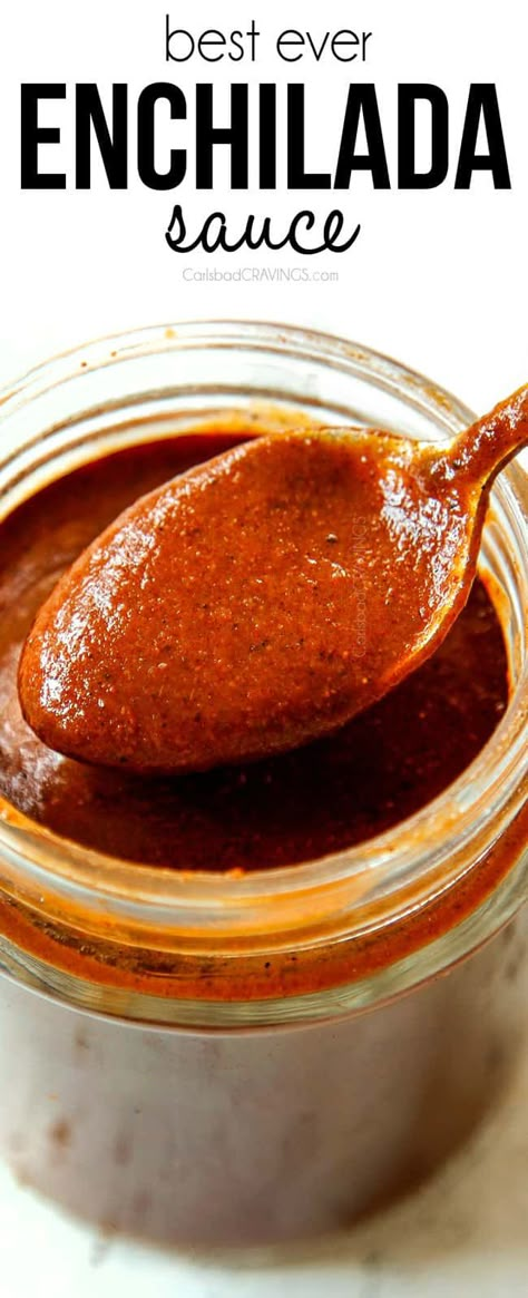 The BEST Homemade Enchilada Sauce that’s 1000X better than canned and ready in just over 10 minutes! It’s rich, bold, smoky, quick, easy, freezes beautifully and you can customize the heat and consistency. Once you taste this red enchilada sauce recipe, you won’t want to live without! #recipes #recipeoftheday #recipeideas #recipeseasy #recipesfordinner #dinner #dinnerrecipes #dinnerideas #dinnertime #mexicanfoodrecipes #mexicanfood #mexicanrecipes #enchiladas #enchil via @carlsbadcraving Canned Enchilada Sauce Better, Enchiladas Soup, Red Enchilada Sauce Recipe, Authentic Enchilada Sauce, Enchiladas Mexicanas, Recipes Enchiladas, Enchiladas Casserole, Homemade Enchilada Sauce Recipe, How To Make Enchiladas