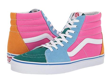 Vans SK8-Hitm Hightop Vans, Cool Vans Shoes, Rainbow Checkered, Grunge Shoes, Cute Vans, Running Shoes Design, Classic Vans, Cool Vans, Soft Slippers