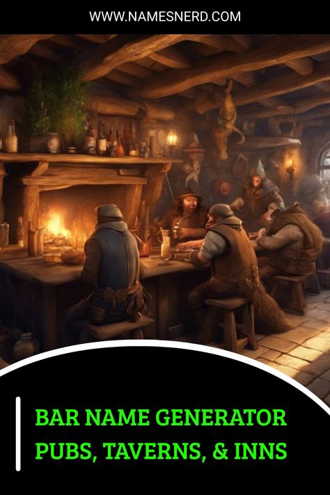 This bar name generator is perfect for bars, taverns, pubs, and other drinking establishments. Ideas for real breweries and fantasy saloons! Pub Names Ideas, Tavern Names, Bar Names Ideas, Bar Names, Pub Names, Muddy Pigs, Dog Lounge, Last Knights, Fantasy Names