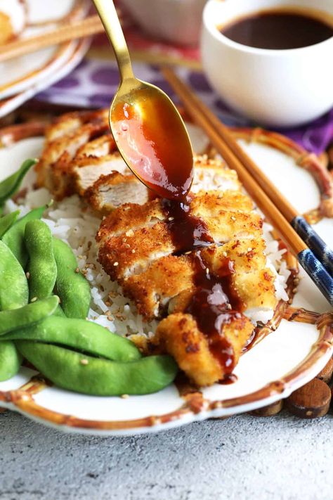 Chicken Katsu Chicken Katsu Sauce, Chicken Katsu Recipe, Chicken Katsu Recipes, Katsu Recipes, Crispy Baked Chicken Thighs, Tonkatsu Sauce, Gluten Free Cookbooks, Edamame Salad, Chicken Katsu