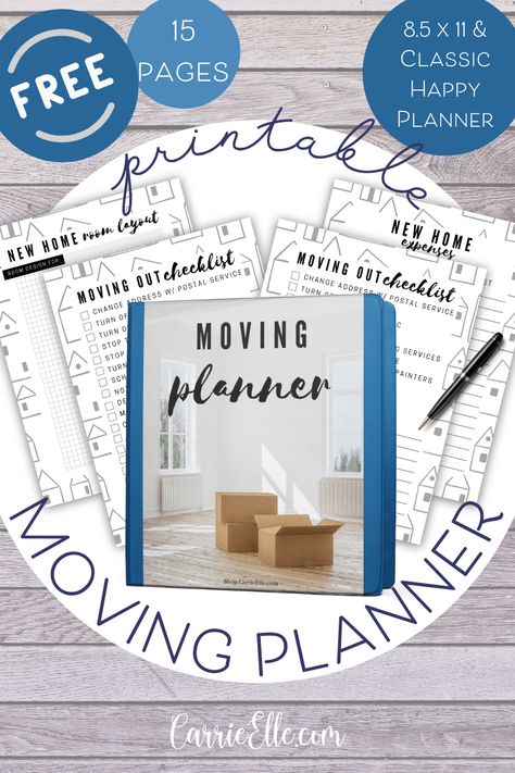 Printable Moving Planner via @carrieelleblog Moving Checklist Printable, Moving Out Checklist, Moving Binder, Moving Printables, Moving List, Moving Planner, Organizing Printables, New Home Checklist, Free Printables Organization