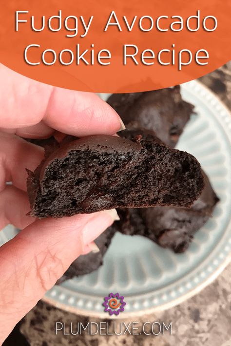 Fudgy Dark Chocolate Avocado Cookie Recipe Gourmet Veggies, Avocado Recipes Dessert, Brownie Fudge, Chocolate Avocado Brownies, Avocado Cookies, Cookie Ingredients, Avocado Dessert, Chocolate Avocado, Favorite Cookie Recipe