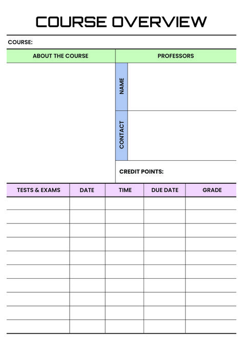 Introducing the Course Overview Printable, your ultimate companion on the path to academic excellence and empowerment. Are you ready to embark on your educational journey with clarity and confidence? This printable resource is here to guide you, providing a comprehensive and organized overview of your courses. With its structured framework, you'll have all the essential details at your fingertips, empowering you to conquer your courses with ease. Download this now. Course Overview, Test Exam, Academic Excellence, Confidence, Education