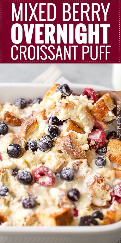 Croissant Breakfast Bake, Sweet Breakfast Casserole, Baked Breakfast Casserole, Coffee Turkish, Sicilian Food, The Chunky Chef, Hot Desserts, Chunky Chef, Bread Puddings