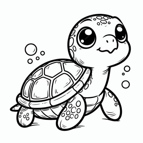 Premium Vector | A drawing of a turtle with a turtle on it Draw Turtle Easy, Kawaii Turtle Drawing, Drawing Sea Turtles, Cute Sea Turtle Drawing, How To Draw Turtle, Drawing Of A Turtle, Draw Turtle, Pictures Of Turtles, Cute Turtle Drawings