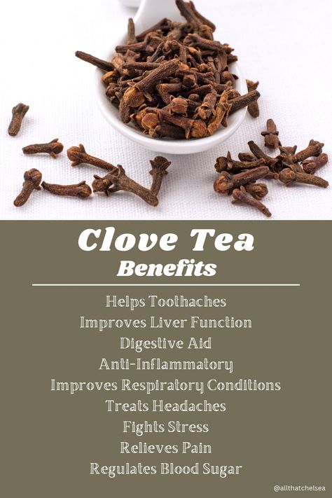 Looking to add a little spice to your tea routine? Clove tea might just be the answer! Not only does it have a warm and comforting flavor, but it also packs a punch when it comes to health benefits. From boosting digestion to improving respiratory health, clove tea is a powerhouse of wellness. And ladies, listen up - clove benefits for women include menstrual pain relief and promoting overall reproductive health. So why not cozy up with a cup of clove tea and sip your way to better health? Foods For Reproductive Health For Women, Tea For Health Benefits, Benefits Of Clove Tea, Clove Tea Benefits For Women, Clove Benefits Health, How To Make Clove Tea, Clove Water Benefits For Women, Clove Tea Recipes, Cloves Benefits For Women