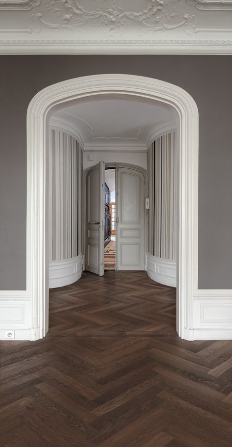 Parket Floor, Dark Herringbone Floor, Dark Wood Floors Living Room, Flooring Herringbone, Living Room Wood Floor, Wood Parquet Flooring, Herringbone Wood Floor, Herringbone Wood, Hallway Designs