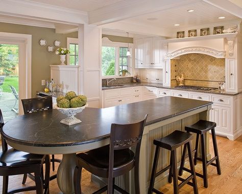 16 Splendid Kitchen Island Designs With Unusual Design Kitchen Island Table With Seating, Kitchen Island With Seating For 6, Kitchen Island Table Combo, Kitchen Island Legs, Round Kitchen Island, Modern Stools For Kitchen Island, Curved Kitchen Island, Kitchen Bar Counter, Curved Kitchen