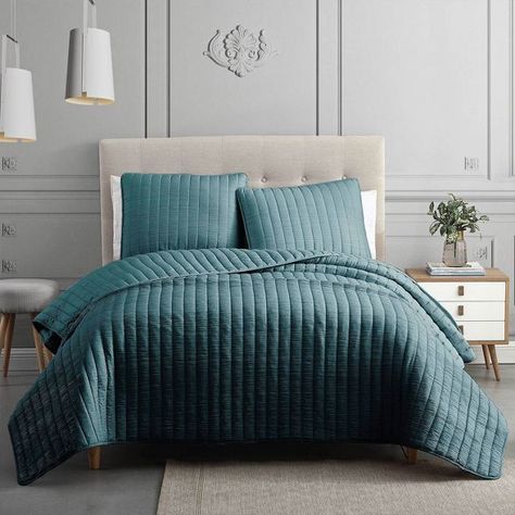 King 3pc Moonstone Quilt Set Blue - Riverbrook Home : Target Teal Comforter, Teal Bedding, Blue Bedding Sets, Bob's Discount Furniture, Bed In A Bag, Bedding Stores, Coverlet Set, Quilted Coverlet, King Quilt