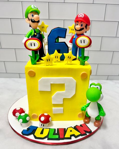 🌟🍄 It's-a-birthday! #supermariocake #kupcakekitchen #wantcake #mariocake #mariobirthday #marioparty #supermariobirthday #cakeinspiration #birthdaycakeideas #birthdayideas #birthdayinspiration #birthdayideasforkids #cakedesigner #designercakes #customcakes #cakelove #cakeartist #3dcake #3dcakes #carvedcake #fondantcakes #amazingcake #amazingcakes #cakeforgirl #cakeforboy #cakeforchildren #cakeforkids #santaclarita #santaclaritavalley #scv Mario Movie Birthday Cake, Mario Question Block Cake, Supermario Cakes For Boys, Mario Wonder Cake, Birthday Cake Super Mario, Mario Bday Cake, Mario And Luigi Birthday Cake, Mario Kart Cake Ideas, Super Mario Cakes