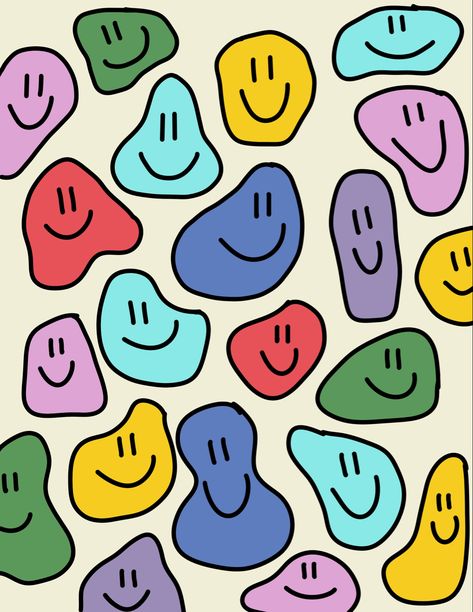 Happy Aesthetic Drawing, Smiley Face Doodles Aesthetic, Warped Smiley Face Wallpaper, Smily Face Painting Ideas, Smile Doodle Art, Happy Simple Drawings, Smiley Face Sketch, Smily Face Wallpaper Aesthetic Colorful, Smily Face Draw