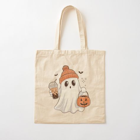 Get my art printed on awesome products. Support me at Redbubble #RBandME: https://www.redbubble.com/i/tote-bag/Cute-Halloween-Ghost-Design-Pumpkin-Coffee-Lover-Graphic-Tee-Casual-Festive-Fall-by-Alex-bubble/164079249.P1QBH?asc=u Fall Tote Bag, Fall Tote, Cute Halloween Ghost, Halloween Trends, Diy Tote, Pumpkin Coffee, Pinterest Ideas, Ghost Design, Diy Tote Bag