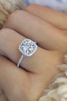 Rounded Square Halo Engagement Rings, Wedding Rings Sparkle, Round Diamond With Square Halo, Rounded Square Wedding Rings, Engagement Rings Halo Cushion Cut, Round Diamond In Cushion Halo Setting, Rings Engagement Elegant, Diamond With Halo Round, Beautiful Engagement Rings Romantic