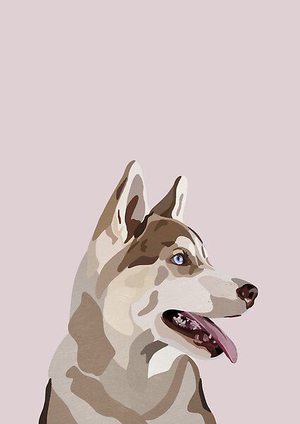 Husky Digital Art, Dog Digital Illustration, Dog Illustration Wallpaper, Husky Painting, Dog Illustration Art, Husky Art, Husky Drawing, Dog Design Art, Canine Art