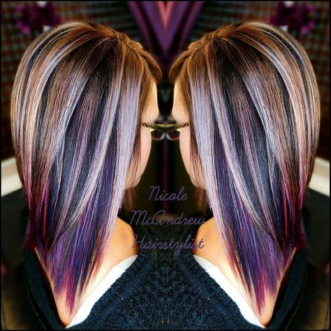 Hair Color Shoulder Length Ideas, Straight Short Hair Color Ideas, Best Hair Colors For Short Hair, Fall Hair Colors For 2023, Caramel Bayalage Brunette Straight Hair, Dark Purple And Blonde Hair Highlights, Blonde Highlights With Burgundy Lowlights, Red With Silver Highlights, Medium Choppy Haircuts For Thick Hair