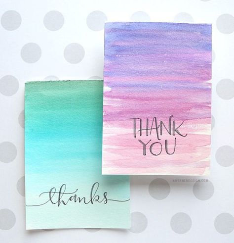 Easy DIY Thank You Cards (Ombré Watercolor) Diy Watercolor Cards, Watercolor Art Diy, Handmade Thank You Cards, Watercolor Ombre, Karten Design, Watercolor Card, Easy Art Projects, Tree Shop, Diy Watercolor