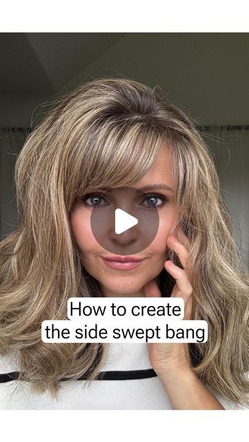 Mel~ 𝐻𝒶𝒾𝓇𝓈𝓉𝓎𝓁𝑒𝓈 & 𝑀𝒶𝓀𝑒𝓊𝓅 on Instagram: "💜How to create the side swept bang style.   FOLLOW ME for more hairstyle tips😉  #bangs #haircuts #haircutideas #haircuttutorial #haircuttransformation #hairlooks #hairideas #hairtutorial #hairtutorialvideo #hairvideos #hairvideotutorial #hairvideoshow #hairshow #hairoftheday #myhairstyle #myhaircrush #hairgoals #hairtrends #haircrush #hairdresser #hairstyles #hairfashion" Bangs Blowout Tutorial, Side Bangs With Money Piece, Styling Long Bangs Out Of Face, How To Clip Back Bangs, How To Style Bangs With Wavy Hair, Styling Side Swept Bangs, How To Blow Dry Side Swept Bangs, How To Style Side Bangs Tutorials, How To Blow Dry Bangs Tutorials