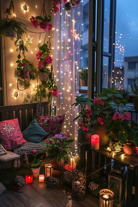 Balcony Dining Ideas, Warm Room Decor, Balcony Aesthetic, Balkon Decor, Colourful Living Room Decor, Small Balcony Garden, Interior Design Your Home, House Floor Design, Future Apartment Decor