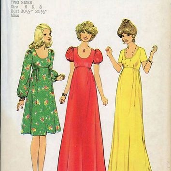 Shop Empire Waist Dress Pattern on Wanelo Fantasy Peasant Dress, Dainty Dresses, Peasant Dress Patterns, Dress Pattern Simplicity, 1970 Fashion, Empire Waist Dress Pattern, 70s Wedding, Evening Dress Patterns, Simplicity Patterns Dresses