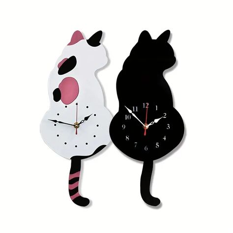 1pc Black Cat Pendulum Wall Clock Cat Clock Cat Clock With Moving Tail Black Cat Swinging Whimsical Funny Wall Clocks Living Room Office Caf Bedroom Gift For Black Cat Lovers | Quick & Secure Online Checkout | Temu Kids Bedroom Wall Decor, Kids Bedroom Walls, Black Cat Lover, Pendulum Wall Clock, Cat Clock, Diy Clock Wall, Quirky Decor, Hanging Clock, Acrylic Decor