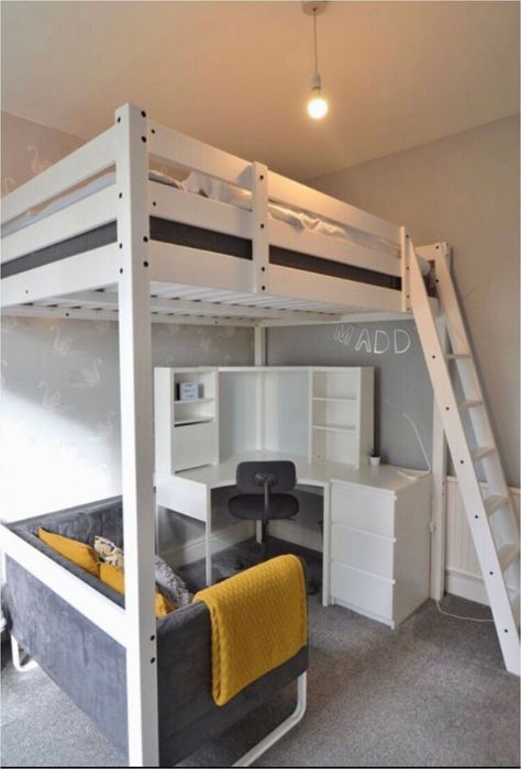 Loft Bed Couch, Loft Bed With Couch, Double Loft Beds, Loft Beds For Teens, Loft Beds For Small Rooms, A Loft Bed, Beds For Small Rooms, Loft Bed Plans, Diy Loft Bed