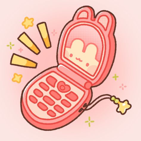 bunnie is calling! are you going to answer? 💖 super late to the cute flip phone art trend but here i am hehe. i remember my first phone being a flip phone before smartphones were really a thing yet! did you ever have one? ✨ #digitalillustration #cutearteveryday #kawaiiart #y2kart #pastelart #bunnyart #artistsoninstagram #flipphone #nostalgicart Bunnies Cute Drawing, Cute Phone Drawing, Derpy Doodles, Tamagotchi Illustration, Flip Phone Drawing, Kawaii Art Aesthetic, Phone Drawing, Pastel Phone, Y2k Art