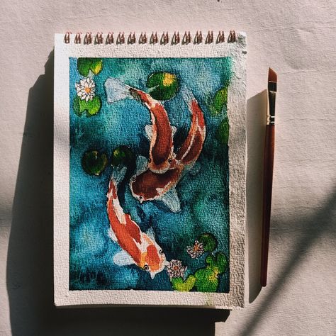 A5 sheet watercolor painting 🎨 Koi Fish Painting, Fish Painting, Book Boyfriends, Koi Fish, Koi, Watercolor Painting, Watercolor Paintings, Fish, Water