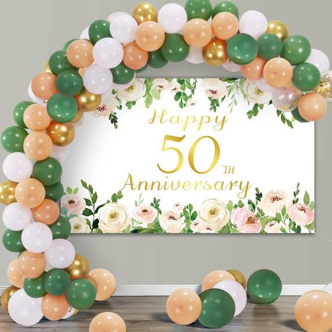 50th Anniversary Party Ideas Decoration, 50th Wedding Anniversary Party Ideas, 50th Anniversary Party Decorations, House Anniversary, Anniversary Backdrop, 50th Year Wedding Anniversary, 50th Birthday Banner, 50th Wedding Anniversary Decorations, Wedding Anniversary Party Decorations