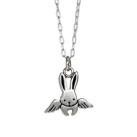 Amazon.com: Mark Poulin Sterling Silver Angel Bunny Necklace on 18" Sterling Chain - Rabbit Memorial Charm : Handmade Products Angel Horse, Angel Bunny, Pig Necklace, Bunny Necklace, Rabbit Charm, Rabbit Pendant, Horse Earrings, Gold Angel, Dog Earrings