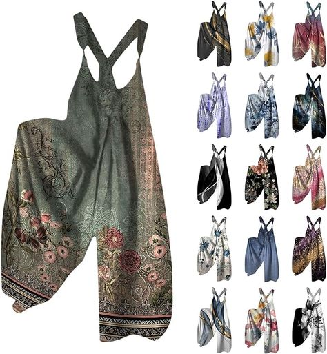 Amazon.com: Overalls For Women 2024 Summer Fashion Baggy Boho Sleeveless Harem Jumpsuit Overalls Vintage African Romper Palazzo Pants Plus Size Long Bib Pant Trendy Gypsy Hippie Clothes(B-Dark Green,X-Large) : Clothing, Shoes & Jewelry Overalls Loose, Jumpsuit Damen Elegant, Overalls Baggy, African Pants, Women's Overalls, Overalls Summer, Jumpsuits Casual, Elegantes Outfit Damen, Romper Long Pants