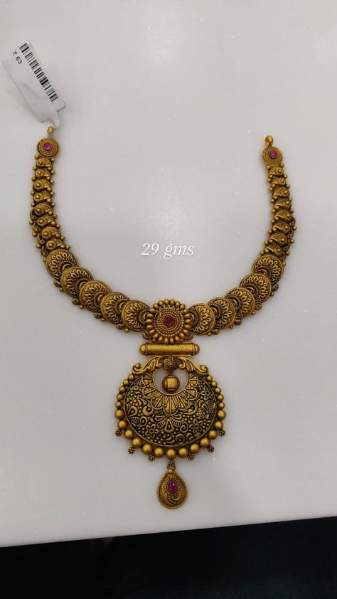 Gold Necklace Set 30 Grams, Antique Necklace Gold, Temple Jewelry Necklace, Long Haram, Gold Jewels Design, Bridal Jewelery, Mala Jewelry, Antique Gold Jewelry Indian, Gold Mangalsutra Designs