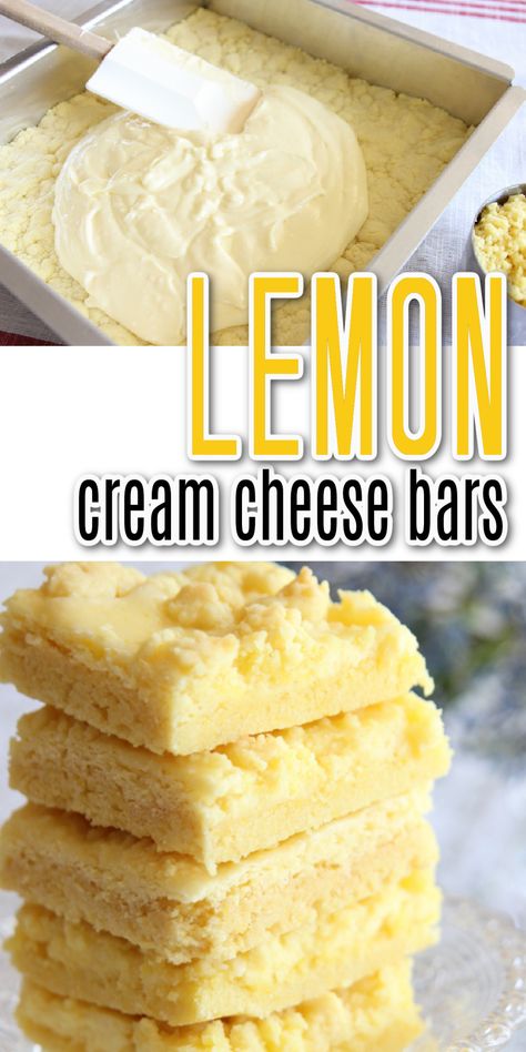 Cream Cheese Cookie Bars, Lemon Cream Cheese Bars Recipe, Cream Cheese Cookie, Lemon Cream Cheese Bars, Cheese Bars, Cream Cheese Bars, International Desserts, Lemon Bars Recipe, Lemon Cream Cheese