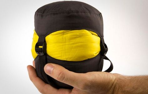 This Sleeping Bag Fits in The Palm of Your Hand - The Manual I would go camping more if I had space to fit camping supplies Best Sleeping Bag, Backpacking Sleeping Bag, Motorcycle Camping Gear, Motorcycle Camping, Sea To Summit, Camping Supplies, Backpacking Gear, Camping Backpack, Camping Essentials