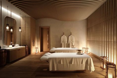 Spa Concept Design, Wellness Spa Interior Design, Wellness Facility, Sauna Bathroom Design, Massage Room Design, Spa Massage Room, Japanese Spa, Hotel Bedroom Design, Massage Therapy Rooms