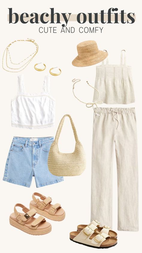 beach outfit, beachy outfits, beach outfits, girly summer outfits, italian summer outfits, summer street style, summer vacation outfits, vacation outfits, vacation outfit, ibiza outfits, coastal outfit, coastal outfits, coastal chic outfit, european summer outfits, coastal summer outfits, spring outfit, spring outfits, neutral outfits, casual outfit, casual outfits, comfy outfits, cute outfits, comfy cute outfits, mom style, mom outfits, neutral outfit aesthetic, neutral outfit ideas, sandals Women’s Tropical Vacation Outfits, Outfit Ideas Sandals, Neutral Outfits Casual, Coastal Summer Outfits, Summer Outfits Italian, Casual Beach Vacation Outfits, Outfit Ibiza, Comfy Cute Outfits, Cute Outfits Comfy