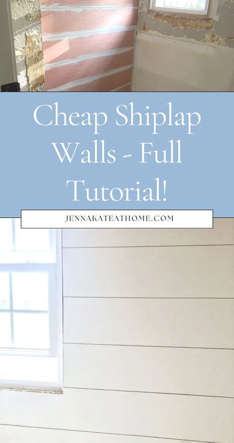 Transform your space with shiplap walls in the living room, bedroom, or even in the bathroom and in the kitchen. Learn how to do shiplap walls cheap with this step by step guide for a DIY shiplap wall. Try faux shiplap for a budget-friendly option or create a stunning shiplap accent wall. Follow this guide on how to install DIY shiplap for a beautiful finish! Cheap Shiplap Wall, Cheap Shiplap, Shiplap Bathroom Wall, Mens Bathroom Decor, Cheap Plywood, Diy Shiplap Wall, Half Bathroom Decor, Installing Shiplap, Shiplap Wall Diy