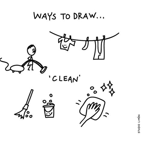 STUDIO LIMÓN on Instagram: “Clean sweep.  Word of day 115: clean. . . #365waystodrawfestival #clean #schoon #iwanttobreakfree #illustratie #illustration #tekening…” Word Of Day, Sketch Notes Doodles, Clean Illustration, Visual Vocabulary, Graphic Facilitation, Visual Note Taking, Sketch Note, Note Doodles, Bullet Journal Notes