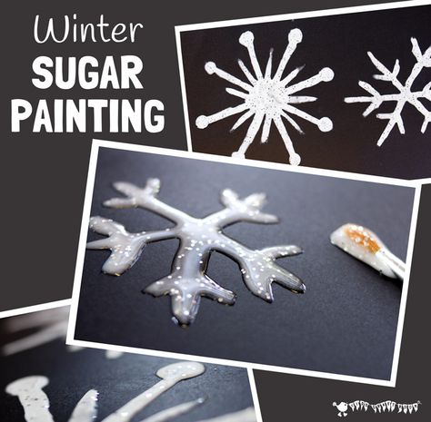 Sugar Painting, Icicle Crafts, Fun Winter Crafts, Snowflakes Art, Kids Craft Room, Snowflake Craft, Snow Activities, Winter Art Projects, Winter Ornaments