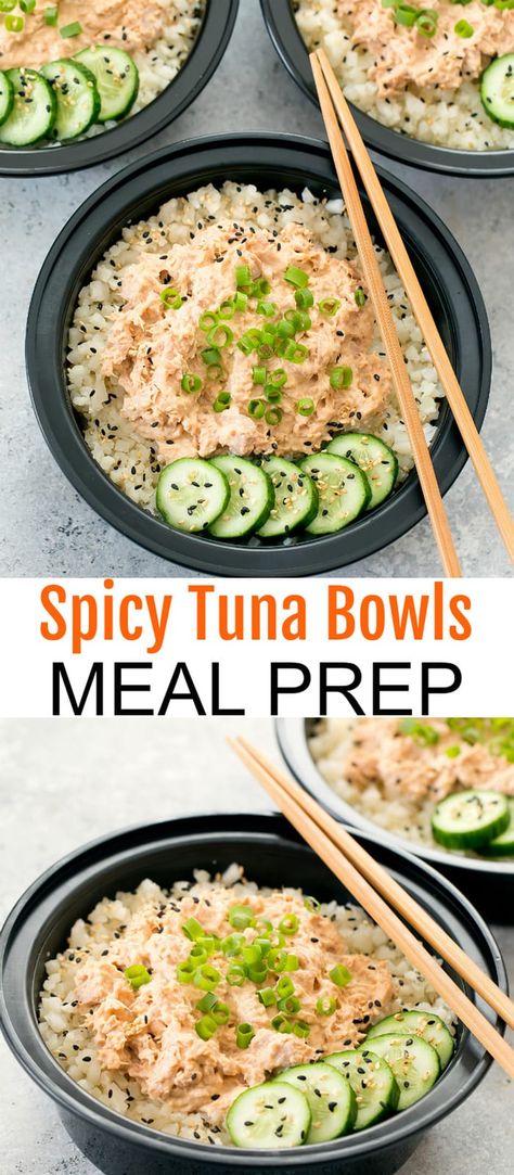 Tuna Bowls, Tuna Rice, Healthy Lunch Meal Prep, Easy Healthy Meal Prep, Spicy Tuna, Health Dinner, Prepped Lunches, Lunch Recipes Healthy, Health Dinner Recipes