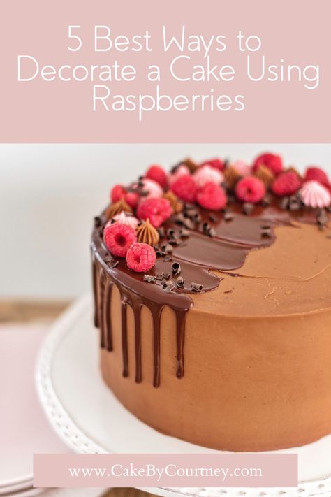 I've baked quite a few cakes using raspberries. It's just a perfect berry that goes with cake. I've also decorated with raspberries quite a few times as well because they are so beautiful to look at! Here are my tips on how to decorate a cake with raspberries. www.cakebycourtney.com Chocolate Cake Decoration Raspberries, Cake Decorating With Raspberries, Decorate Cake With Berries, How To Decorate A Cake With Fruit, Cake Decorated With Raspberries, Raspberry Decorated Cake, Cake With Raspberries On Top, Raspberry Cake Decoration, White Chocolate Raspberry Cake