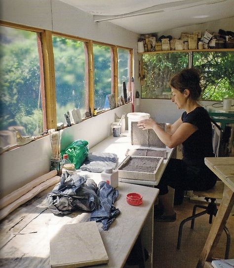 Well Traveled Woman, Forest Studio, A Well Traveled Woman, Art Shed, Art Studio Space, Artist Studios, Studio Spaces, Art Studio Room, Art Studio Design