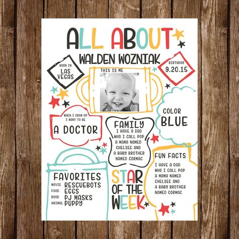 STAR STUDENT Student of the Week Star Student Sheet | Etsy Star Student Poster, Student Poster, All About Me Project, All About Me Preschool Theme, Kindergarten Posters, About Me Poster, Me Preschool Theme, Curriculum Preschool, All About Me Poster