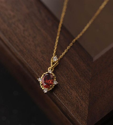 Minimalist Ruby Necklace, July Birthstone Jewelry, Red Oval Ruby Necklace, 925 Silver 18K Gold Plating, Oval Ruby Necklace, Gift Pendant, Women Jewelry,  Oval Ruby Necklace, the chain is made of 925 silver, 18K gold plating. Very luxury, make you the center of the attention. It's also a good gift choice for your wife, mom or girlfriend. They'll love it. * Fancy jewelry packaging, environmentally friendly and insta-style packaging. * Materials: ruby, zircon(small diamond), 925 silver, 18k gold plating. * Length: adjustable 14.9-17.7'' / 38-45cm. * Pendant width 10mm, height 17mm. Chain thick 1mm. * Handmade necklace, there will be little difference between each. * Feel free to contact me if you have any question please! Gold Ruby Necklace, Sapphire Jewelry Set, Fancy Jewelry Necklace, July Birthstone Jewelry, Magical Jewelry, Prom Jewelry, Dainty Gold Necklace, Red Jewelry, Ruby Necklace