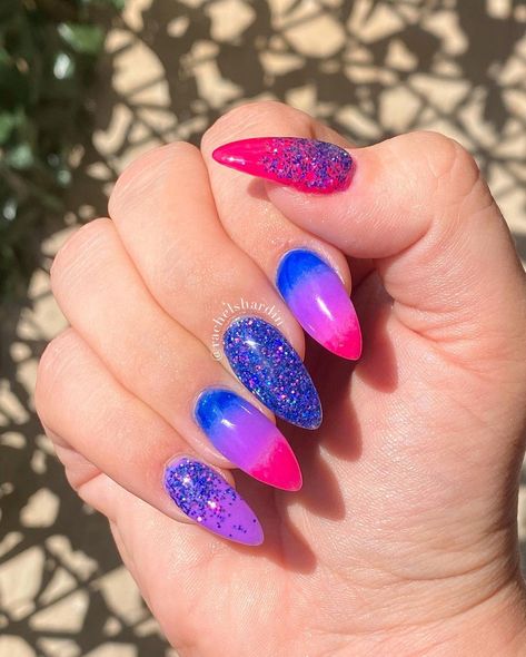 Bi Nails, Bisexual Nails, Birthday Nail Art, Checkered Nails, Flag Nails, Crazy Nail Designs, From The Sidelines, Matte Gel, Fake Nails Designs