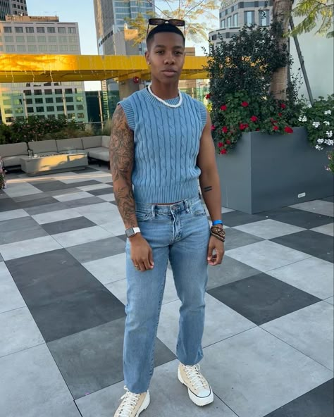 #lgbt #LA #fashion #black #stud Masc Stud Outfits, Black Masc Lesbian Outfits, Soft Stud Lesbian Outfit, Stud Dressy Outfits, Stem Fashion Lgbt, Stud Outfits Female Formal, Black Lesbian Fashion, Queer Fashion Tomboys, Prince Oc