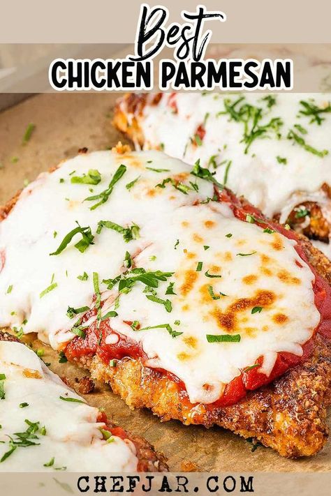 Chicken Parmesan Recipe Parmesan Fried Chicken, Crispy Chicken Parmesan Recipe, Crispy Chicken Parmesan, Fried Chicken Cutlets, Mushroom Recipes Healthy, Chicken Parmesan Recipe, Parmesan Recipe, Chicken Breast Recipes Baked, Breaded Chicken Breast