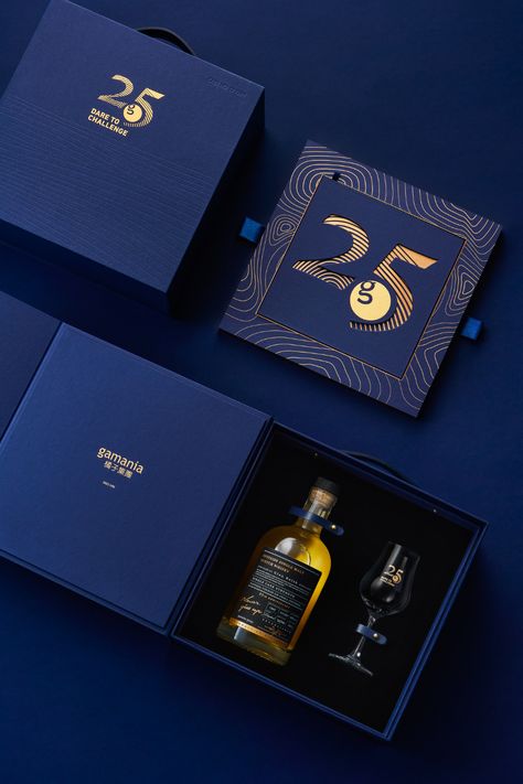 GAMA 25 Whisky Packaging Design on Behance Luxury Box Design, Whiskey Packaging, Whisky Packaging, Luxury Box Packaging, Packaging Design Ideas, Luxury Packaging Design, Wine Gift Boxes, Gift Box Design, Wine Packaging