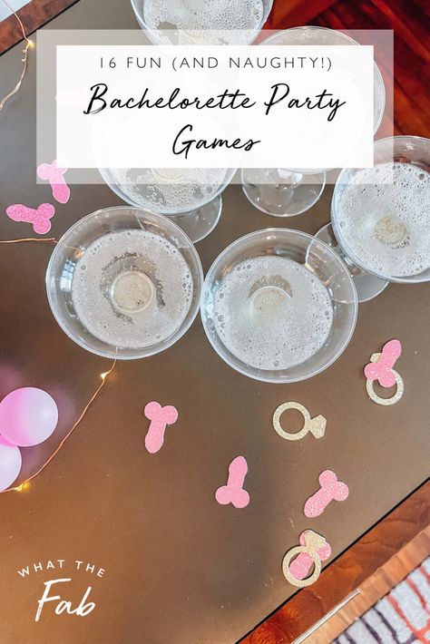 16 Fun Bachelorette Party Games (Naughty and Nice!) Things To Do For Bachelorette Weekend, What To Do For Bachelorette Party, Bachelorette Game Night Ideas, Bachelorette Checklist Game, Pop The Bubbly Bachelorette Party, Prizes For Bachelorette Party Games, Bachelorette List To Do, Disco Bachelorette Games, Bachelorette House Party Games